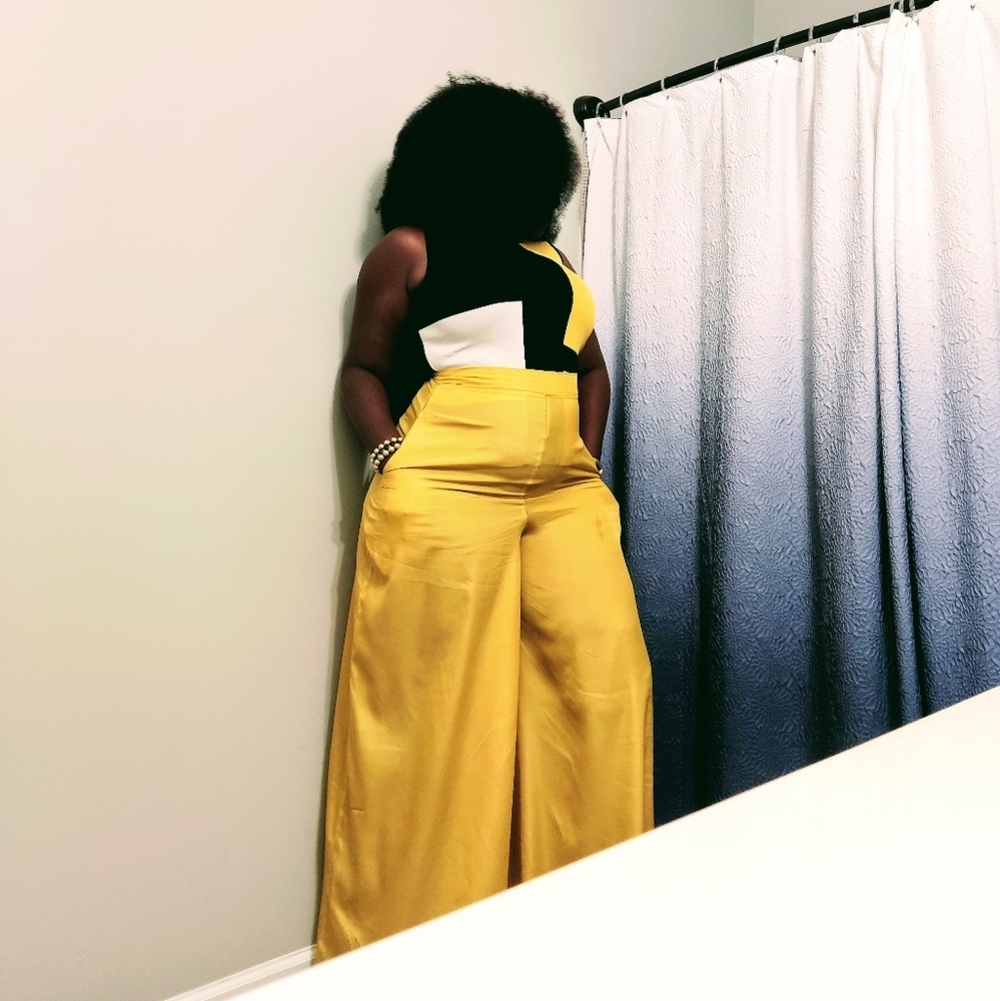 Handmade flared pants.multiple sizes and colors. faux silk.very long and trendy!